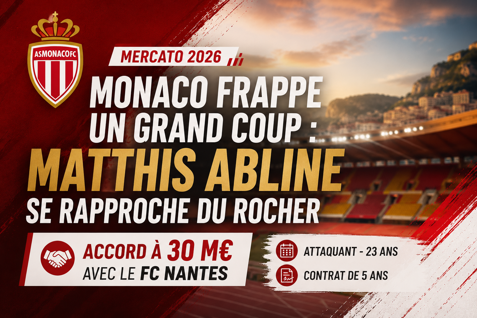 Monaco frappe un grand coup : Matthis Abline se rapproche du Rocher