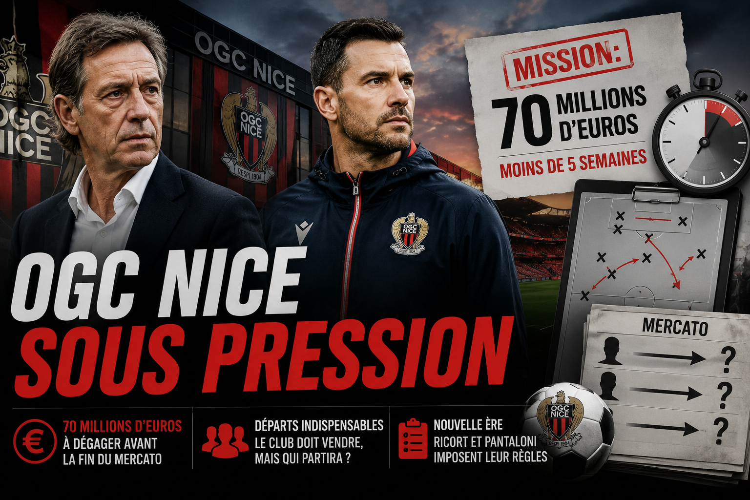 OGC Nice doit dégager 70 millions d'euros avant la fin du mercato
