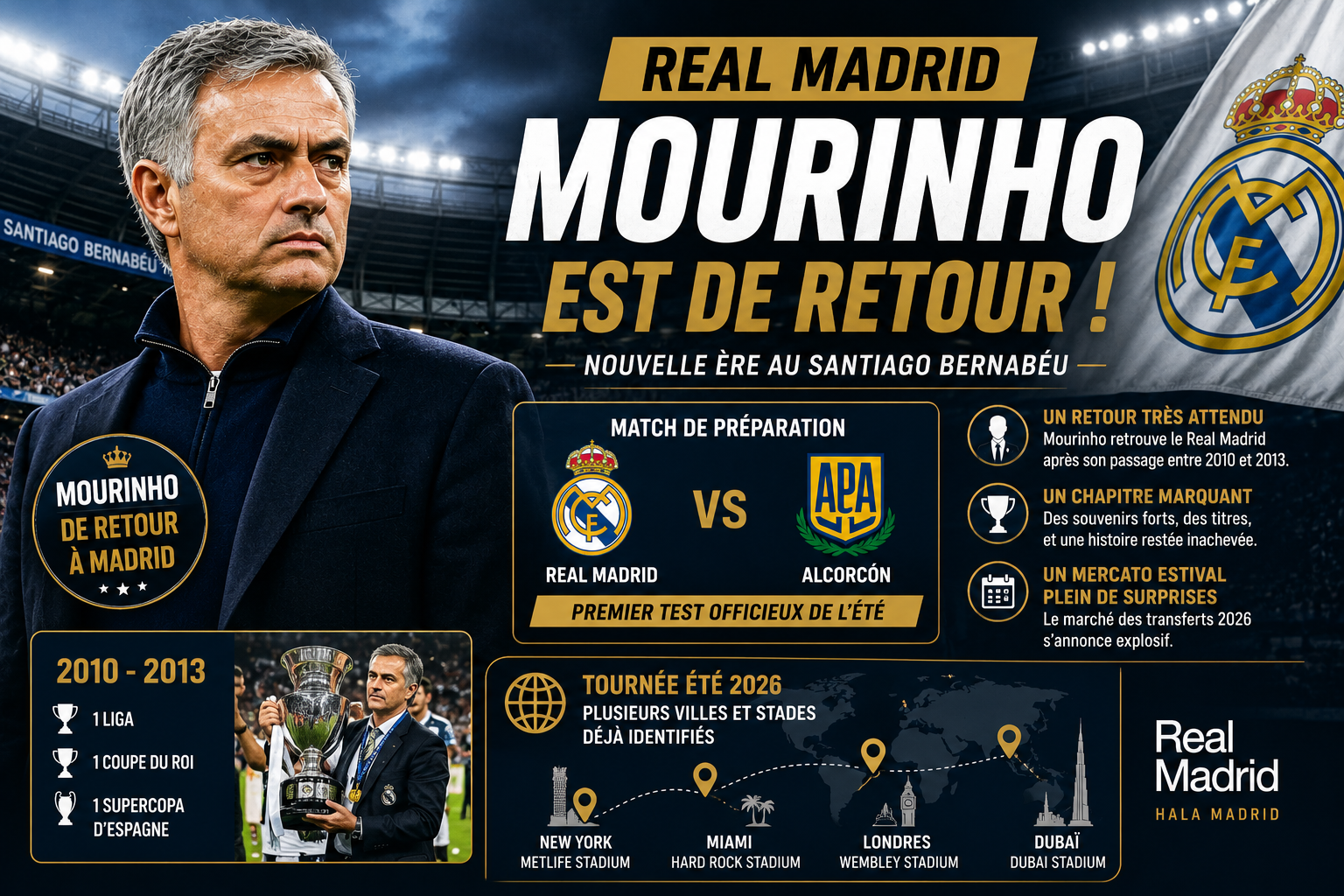 Real Madrid : Mourinho fait son retour sur le banc merengue face à Alcorcón