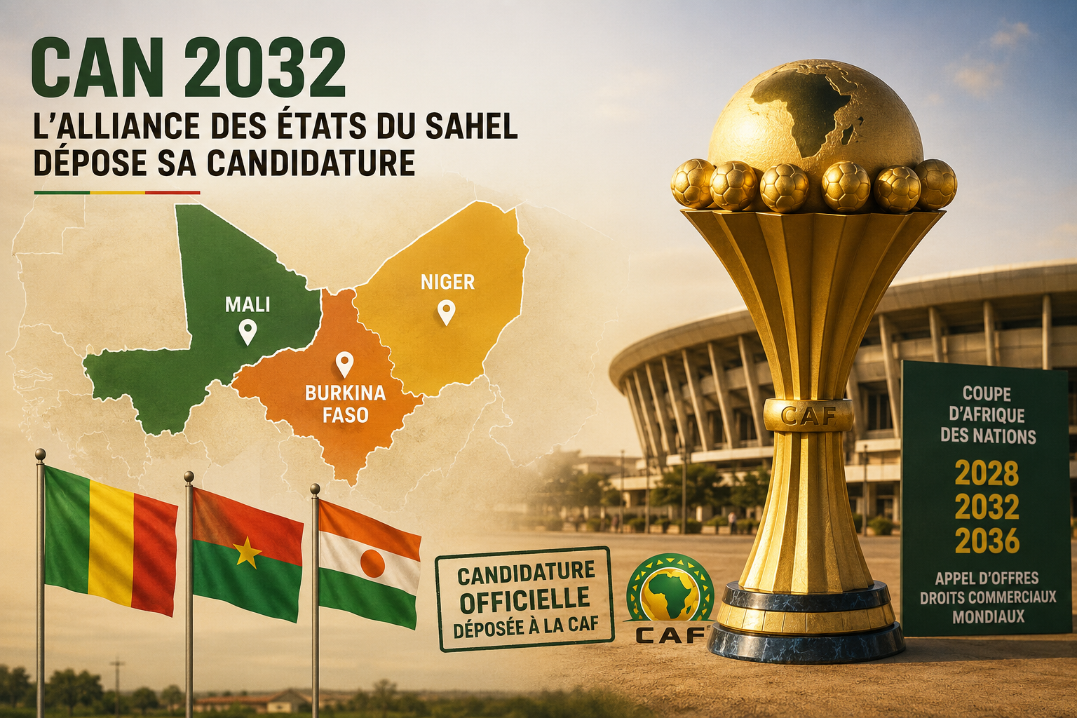 La confédération africaine de football reçoit la candidature de l'AES pour la CAN 2032