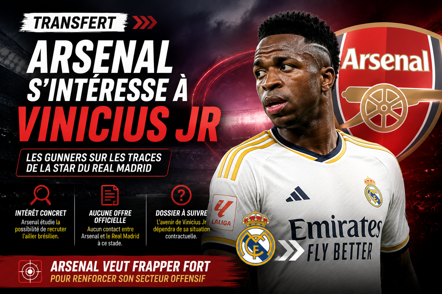 Arsenal cible Vinicius Junior dans ce mercato hivernal