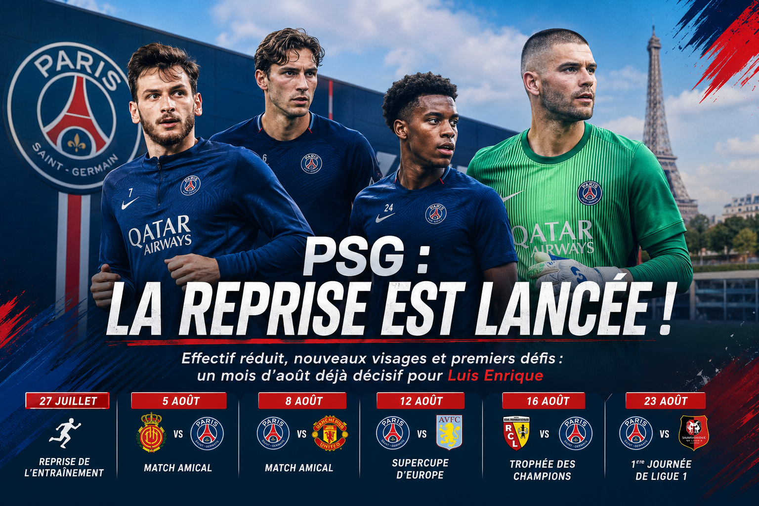 PSG : reprise en effectif réduit, un mois d'août déjà décisif pour Luis Enrique