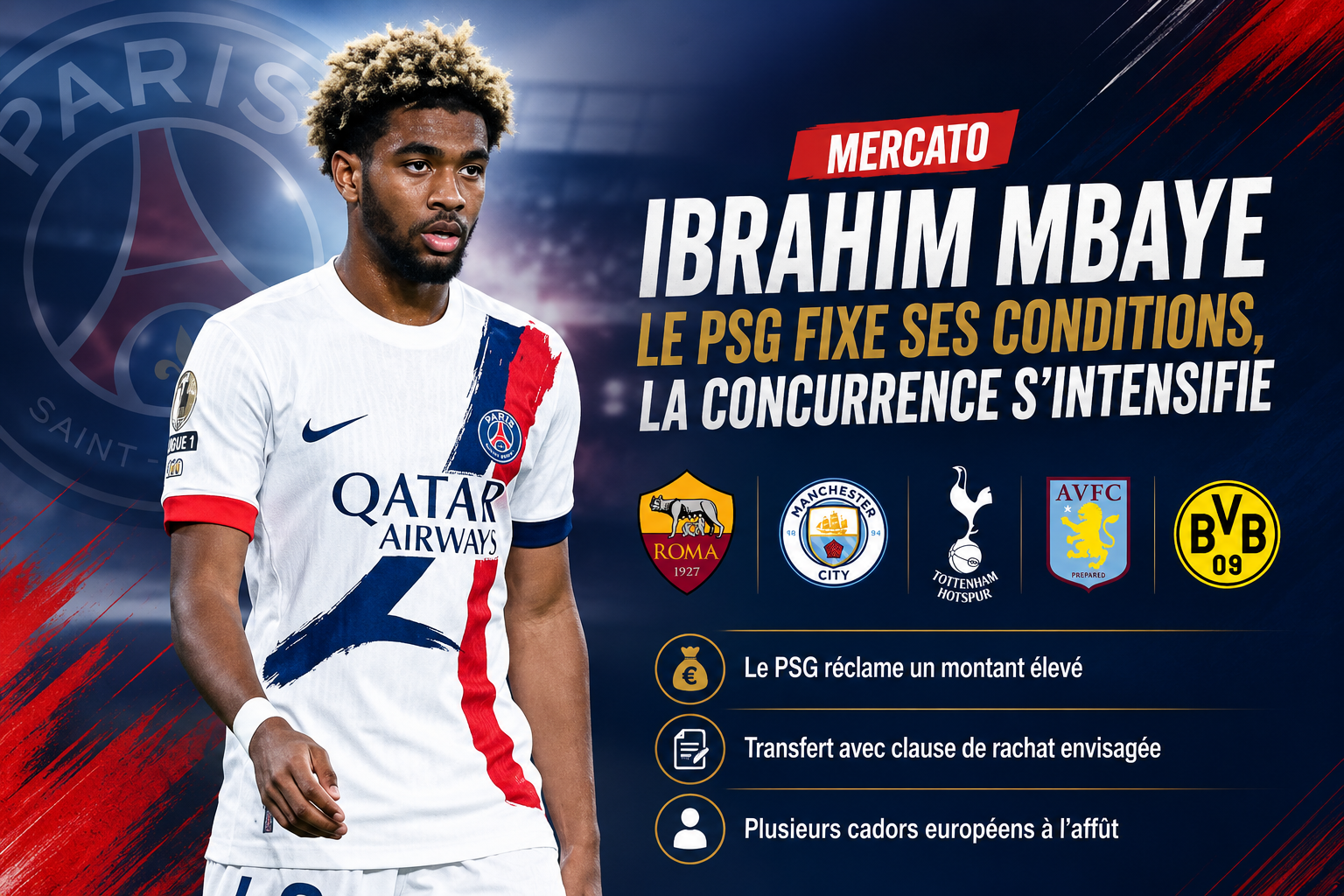 Ibrahim Mbaye sur le départ : le PSG fixe son prix de vente