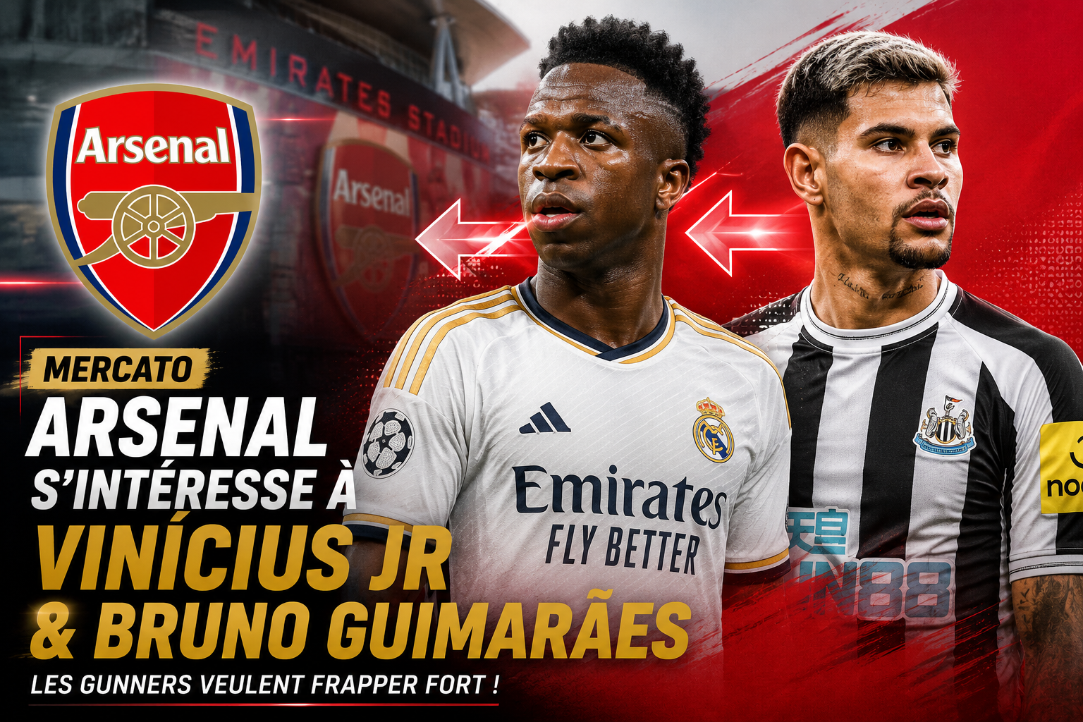Arsenal sur Vinicius et Guimarães, deux pistes chaudes en ce mercato
