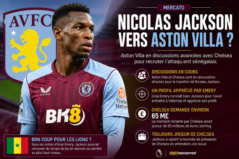 Nicolas Jackson au cœur d'un intérêt d'Aston Villa cet été