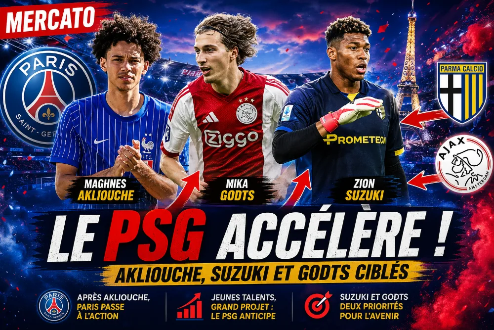 PSG : après Akliouche, Paris accélère sur Zion Suzuki et Mika Godts
