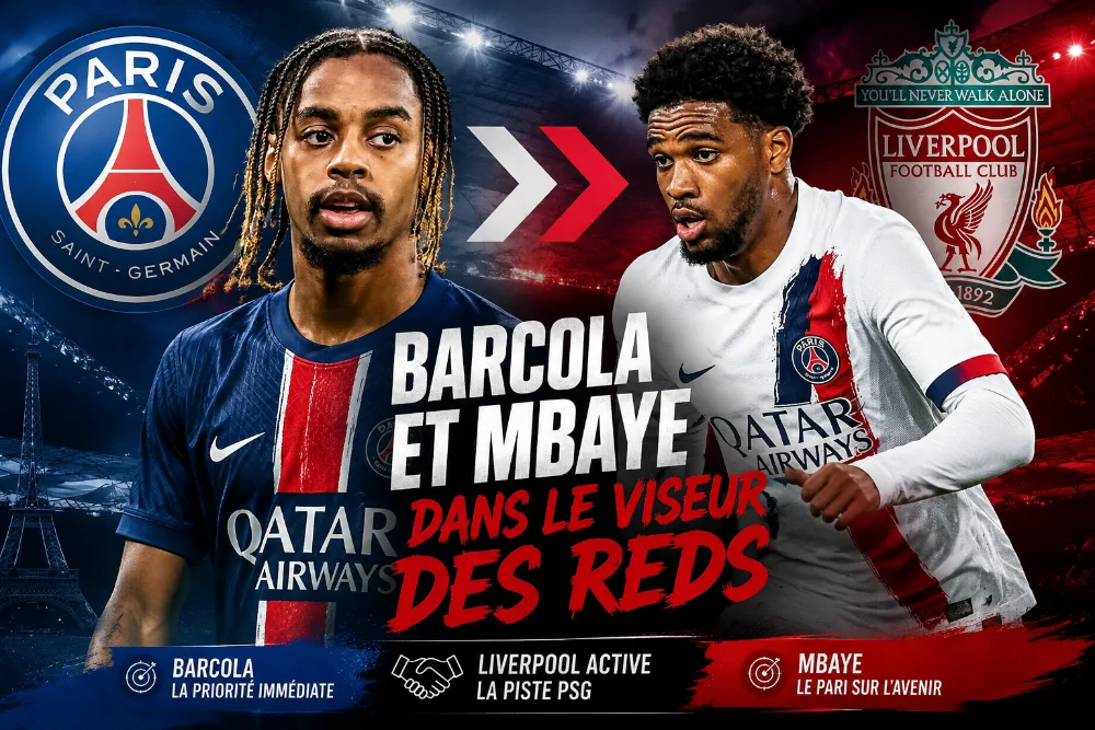Mercato : Liverpool sur Barcola et Mbaye, deux dossiers parisiens pour refondre l'attaque des Reds