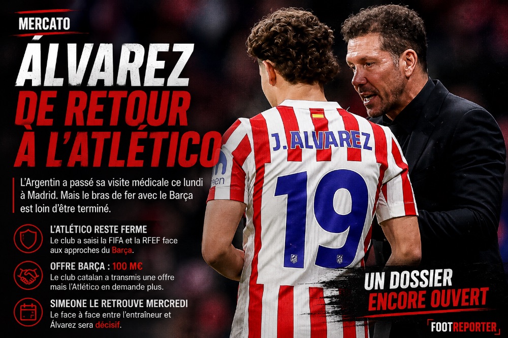 Julián Álvarez de retour à l'Atlético, mais la guerre avec le Barça fait rage