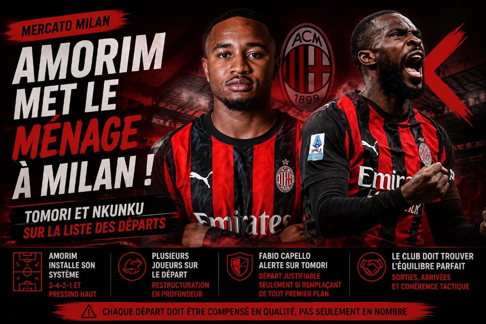 Mercato Milan : Amorim pousse Tomori et Nkunku vers la sortie
