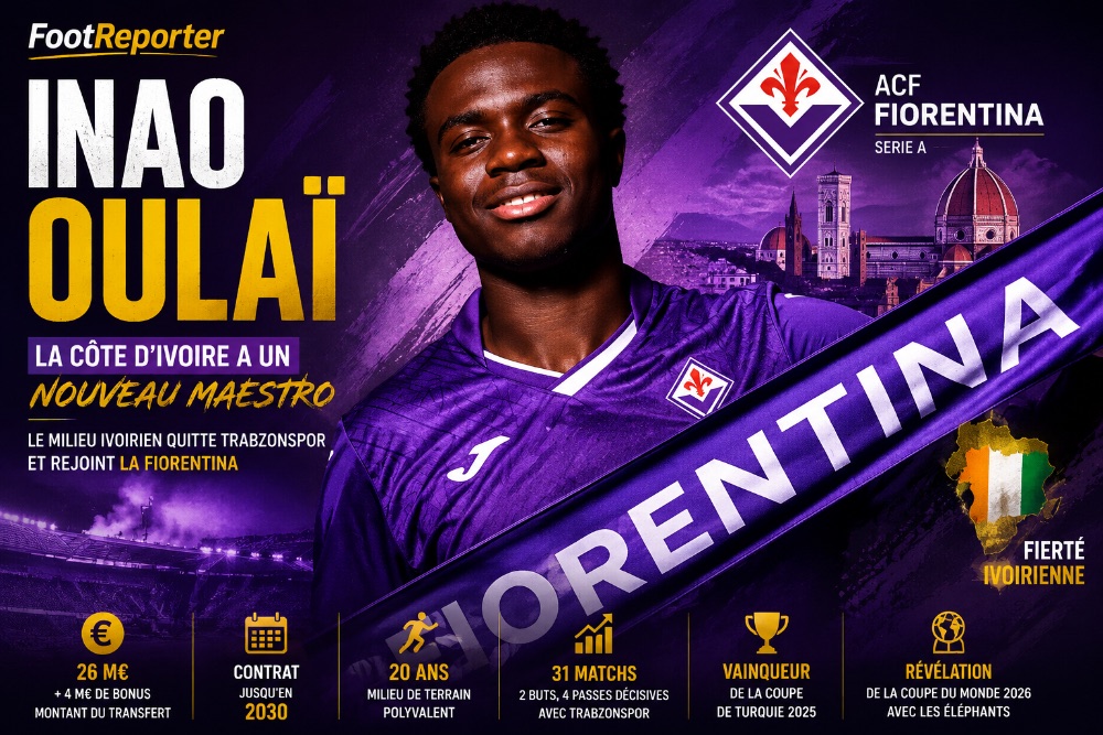 Inao Oulaï file à la Fiorentina : la Côte d'Ivoire tient son nouveau joyau en Serie A