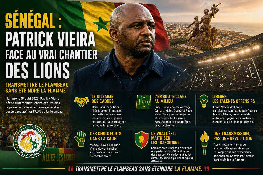 Sénégal : Patrick Vieira face au vrai chantier des Lions