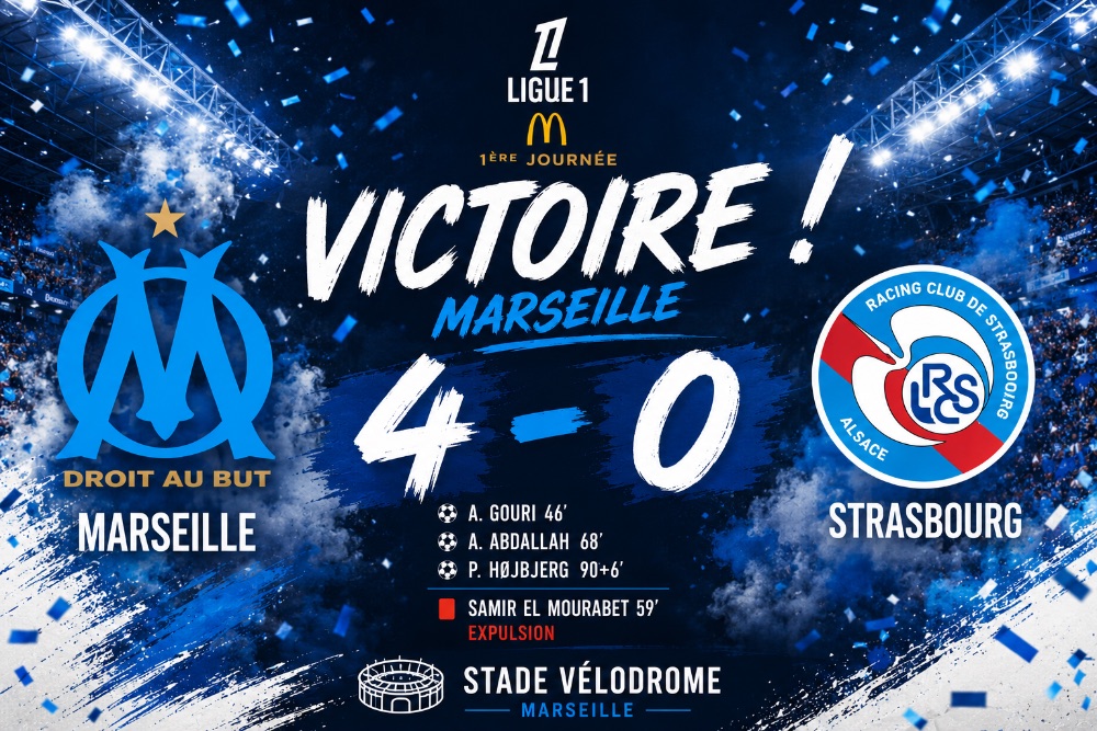 L'OM démarre sa saison à domicile face à Strasbourg avec un large succès 4-0