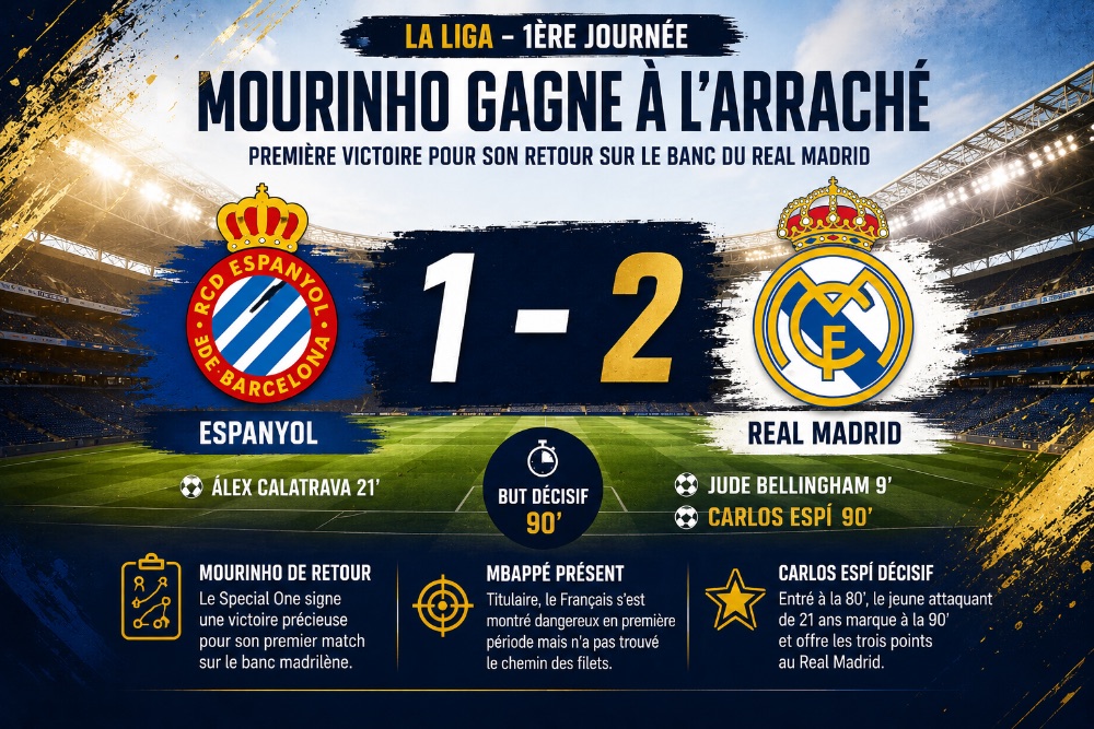 Real Madrid : Mourinho gagne pour ses débuts, mais le trio offensif cherche encore ses automatismes