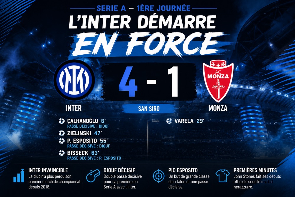 L'Inter démarre tambour battant contre Monza et l'emporte 4-1 à San Siro