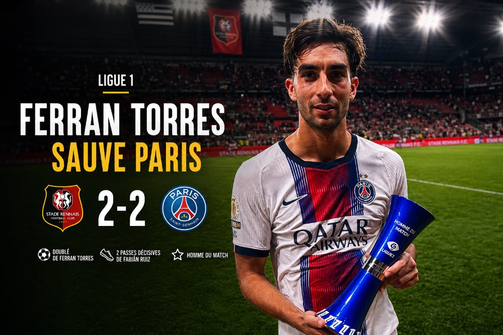 Rennes 2-2 PSG : Ferran Torres sauve Paris pour ses débuts