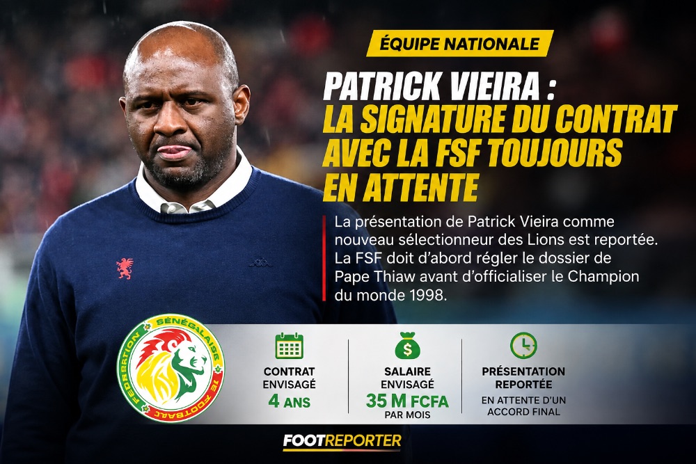 Patrick Vieira : la signature avec la FSF toujours en suspens