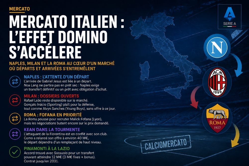Le mercato de l'attaque s'accélère entre Naples, Milan et la Roma