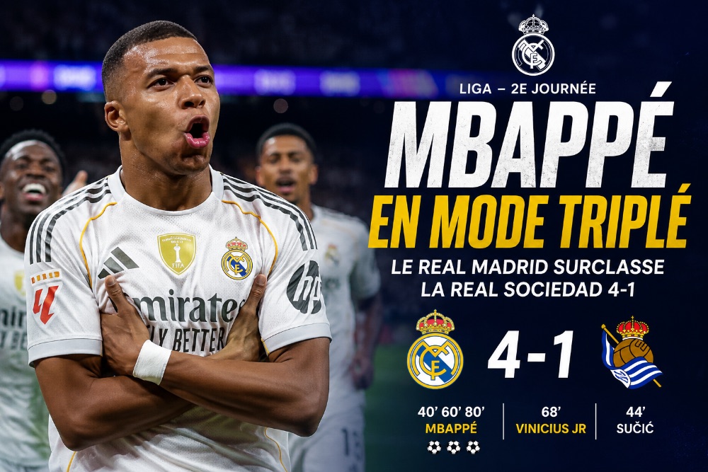 Mbappé prend la tête du classement des buteurs après son triplé face à la Real Sociedad