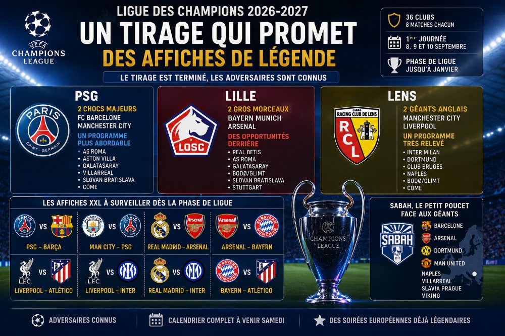 Ligue des champions : PSG, Lille, Lens… un tirage qui promet déjà de grandes soirées