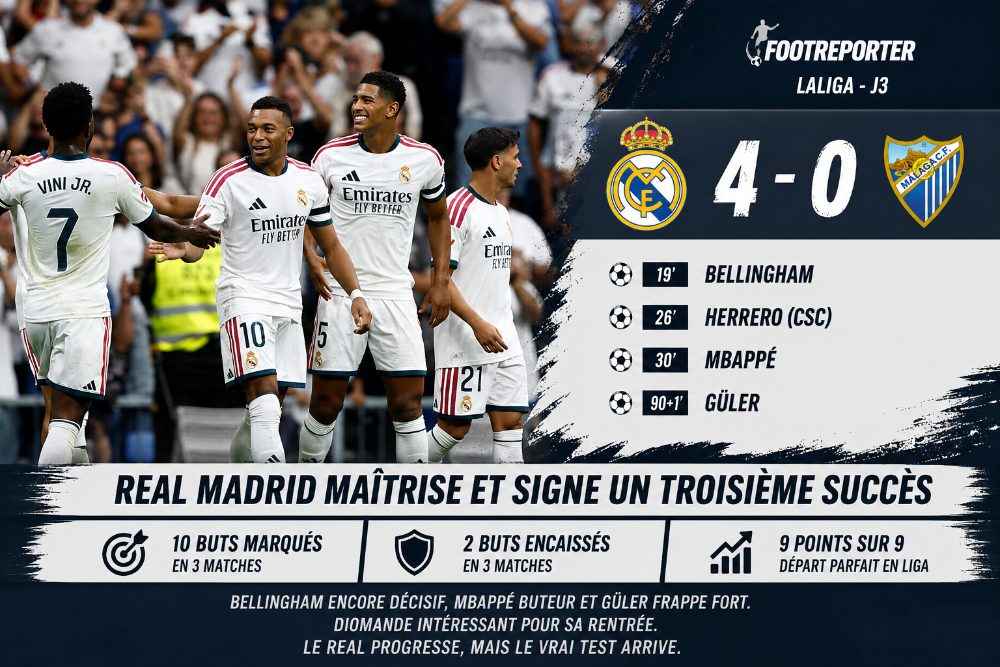 Real Madrid 4-0 Málaga : le Real confirme son bon début de saison
