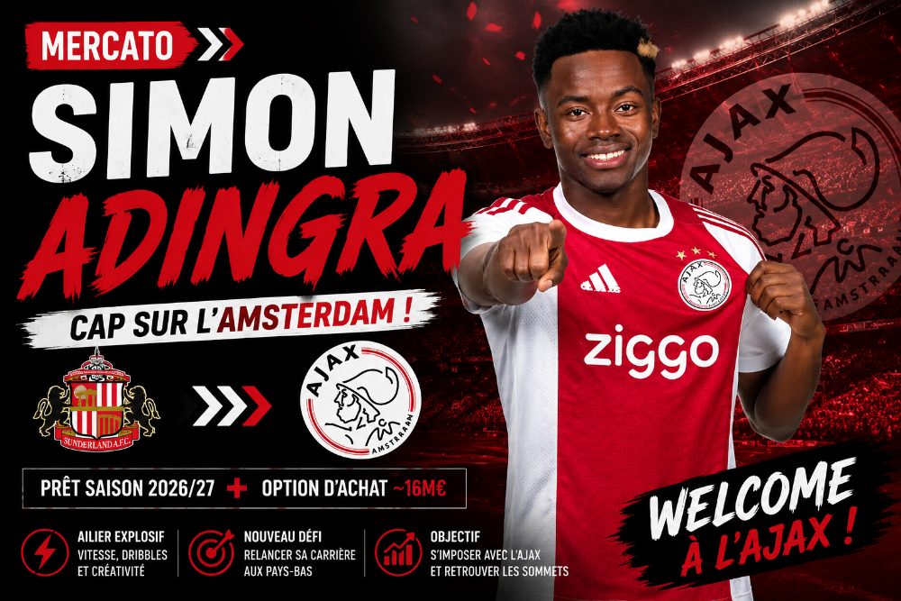 Simon Adingra quitte Sunderland pour rejoindre l'Ajax Amsterdam
