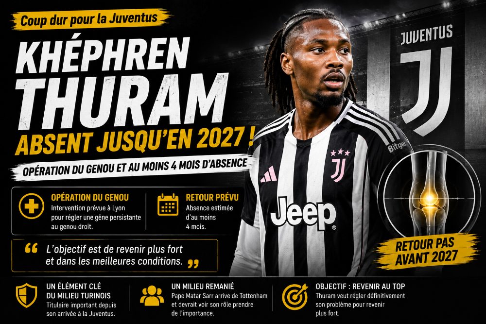 Khéphren Thuram va être opéré et absent jusqu'en 2027
