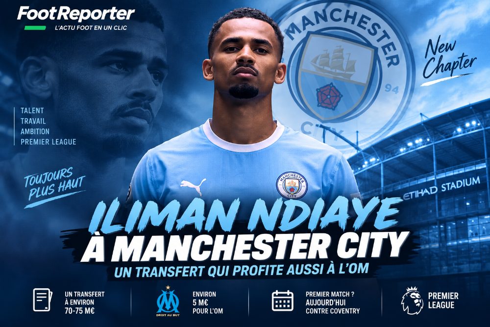 Iliman Ndiaye à Manchester City : l'OM va toucher environ 5 M€ grâce à une clause de 2023