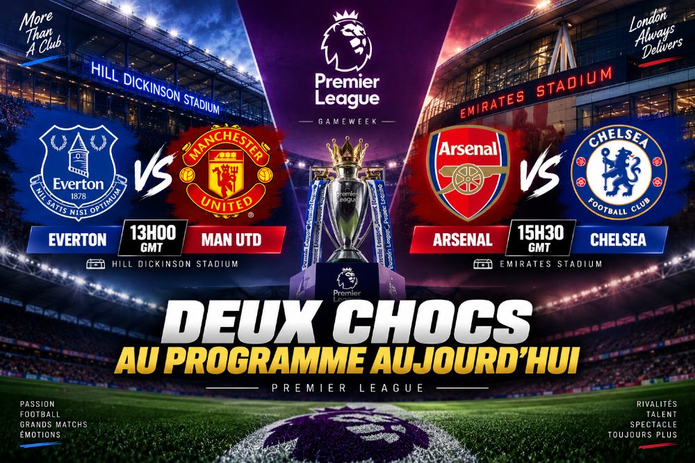 Premier League : Everton-Manchester United et Arsenal-Chelsea, deux chocs au programme