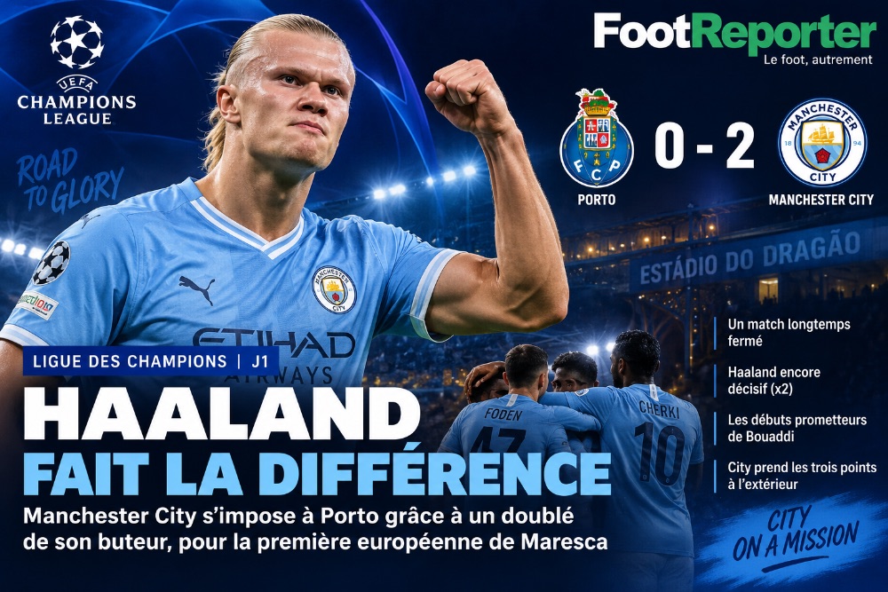 Ligue des champions : Haaland frappe deux fois, Manchester City s'impose à Porto