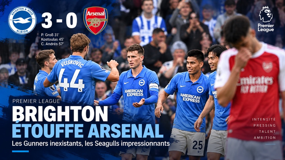 Brighton étouffe Arsenal et relance déjà la course au sommet