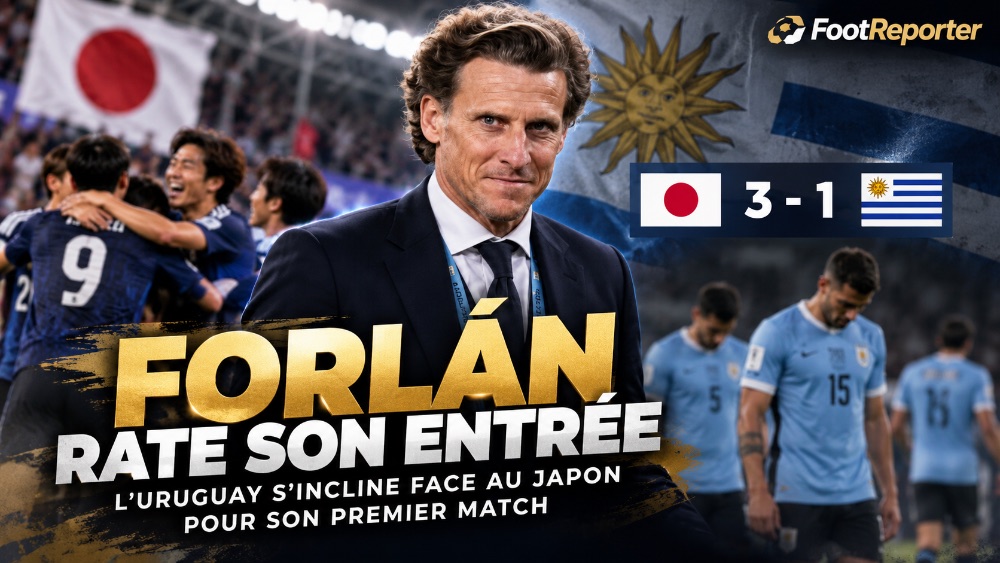 For Diego Forlán's first game in charge, Uruguay falls in the dying seconds against Japan