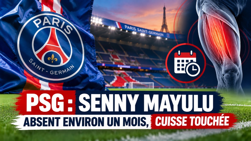 PSG : Senny Mayulu absent environ un mois, cuisse touchée