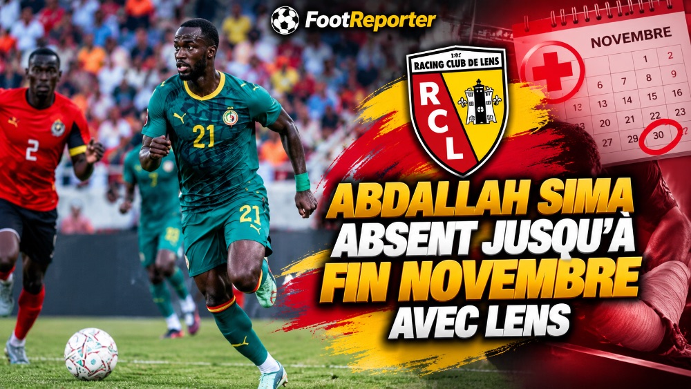 Abdallah Sima absent jusqu'à fin novembre avec Lens