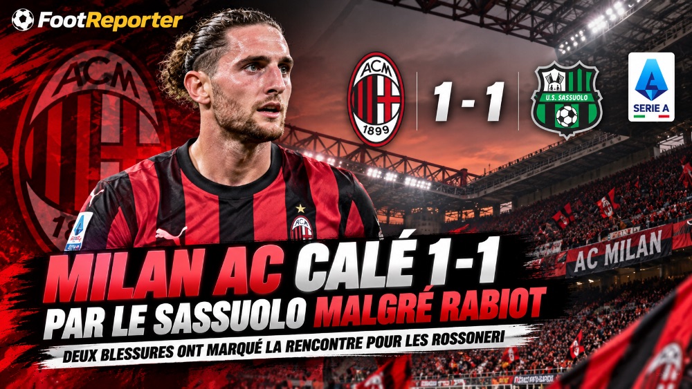 Milan AC calé 1-1 par le Sassuolo malgré Rabiot