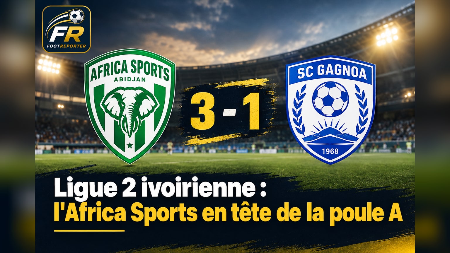 Ligue 2 ivoirienne : l'Africa Sports en tête de la poule A