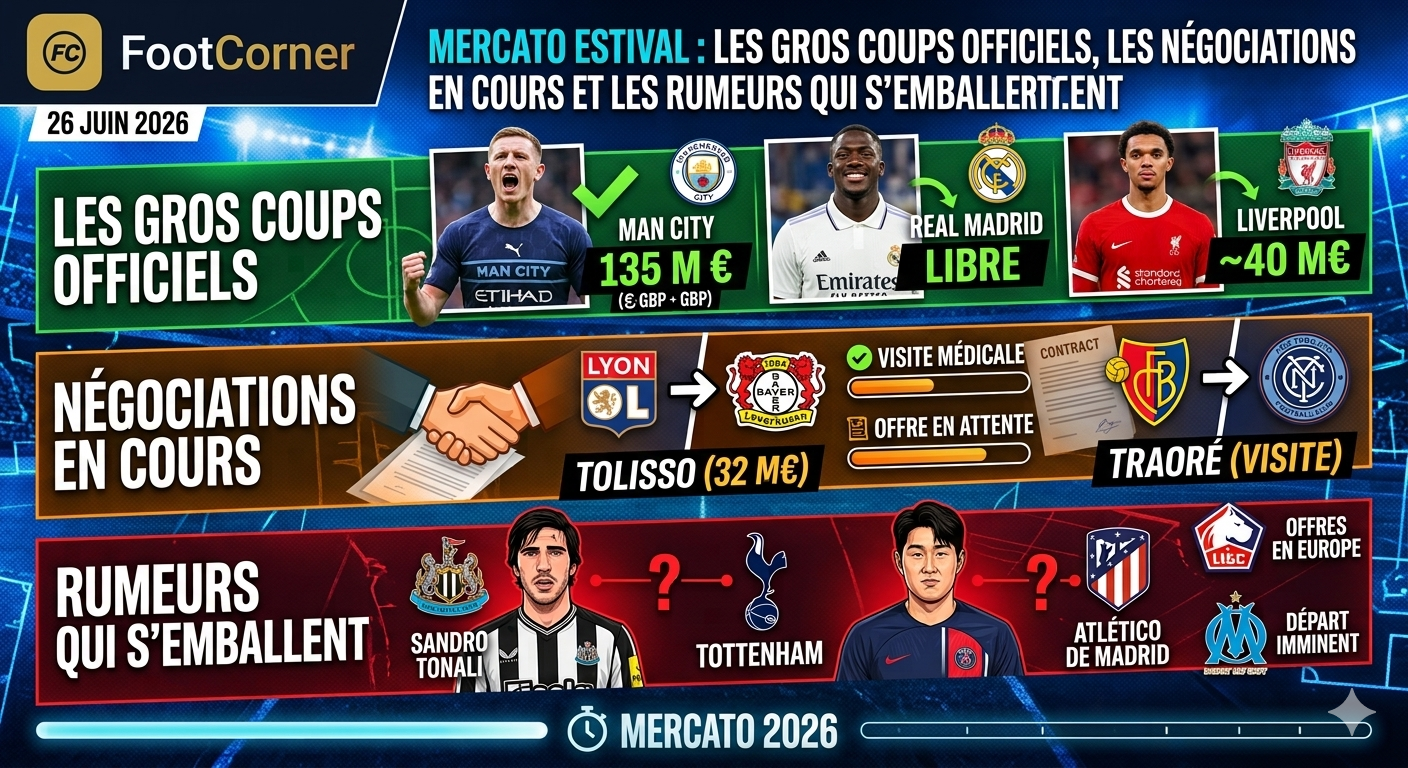 Mercato estival : les gros coups officiels, les négociations en cours et les rumeurs qui s'emballent