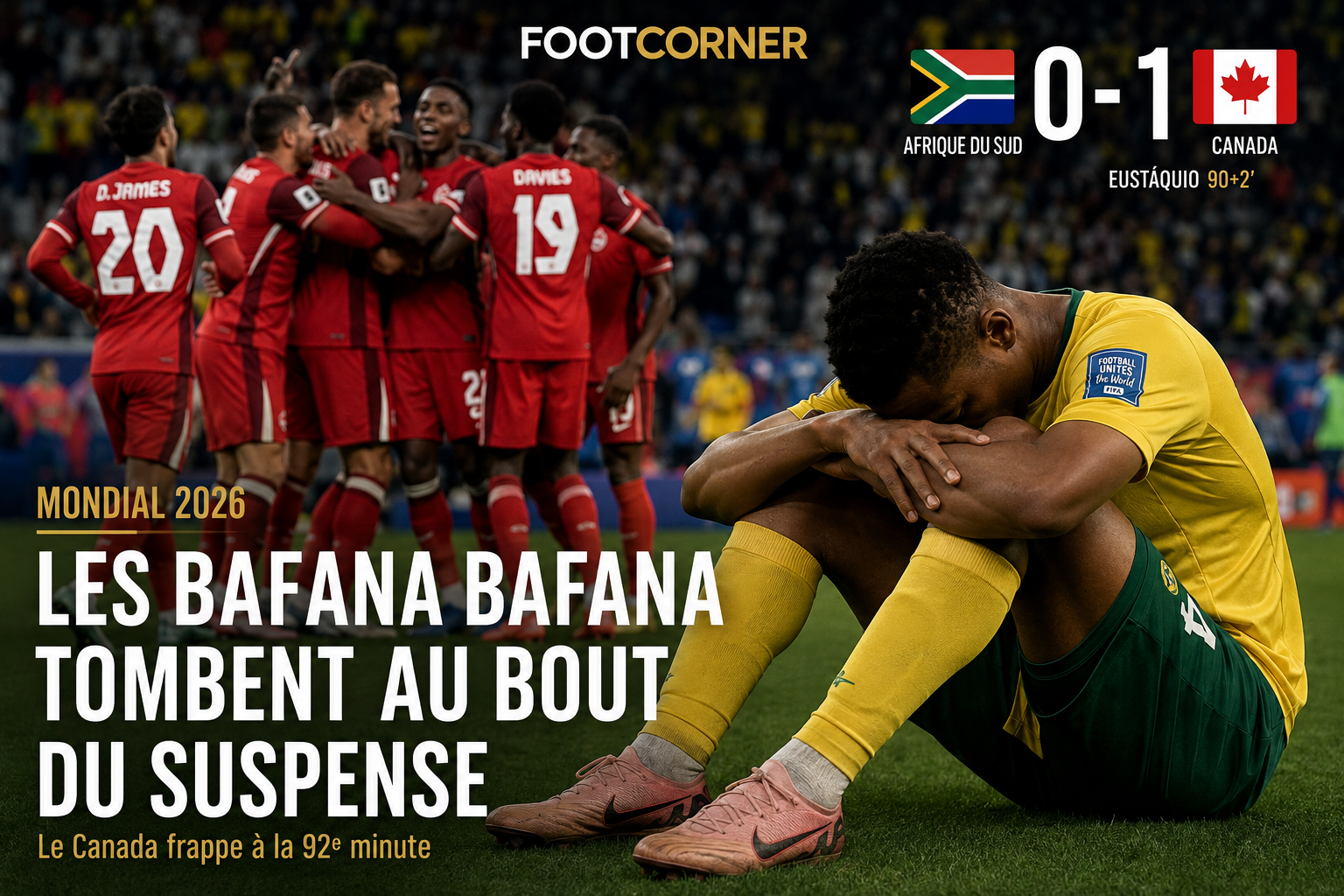 Mondial 2026 : les Bafana Bafana tombent avec les honneurs, le Canada frappe au bout du suspense (1-0)